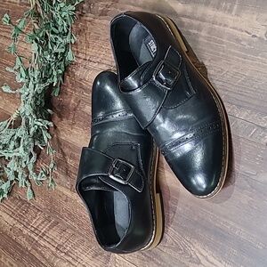 Stacy Adams Black Vegan Leather Monk Strap Shoes Boys 3 Women 5